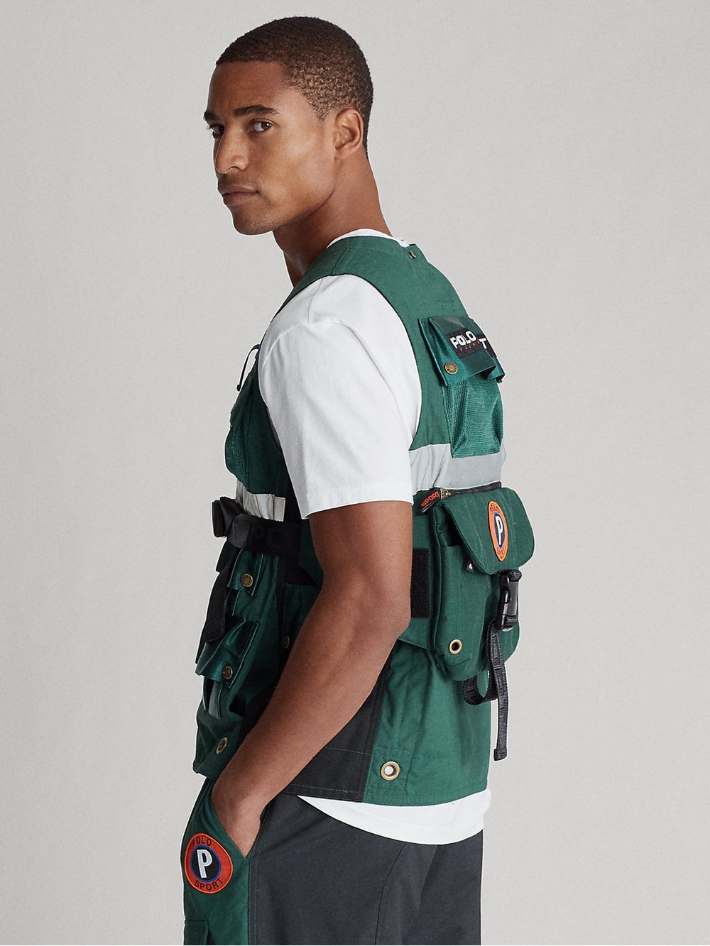 Polo by Ralph Lauren Green Utility Vest with Multiple Pockets